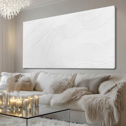 Modern geometric abstract wall art with white lines on canvas