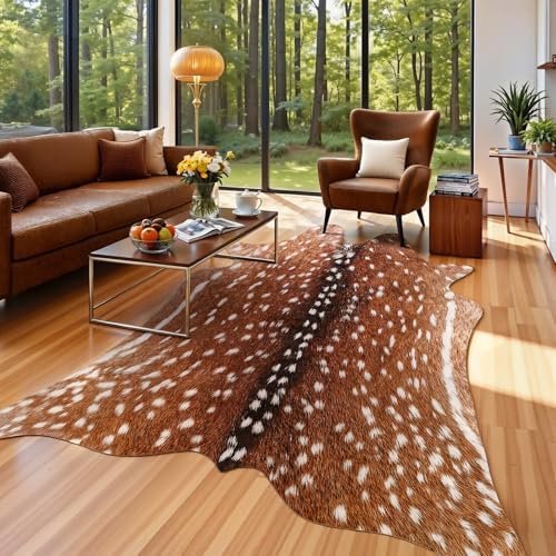 Alt Text for image 1: Premium Deer Print Rug in Living Room Setting