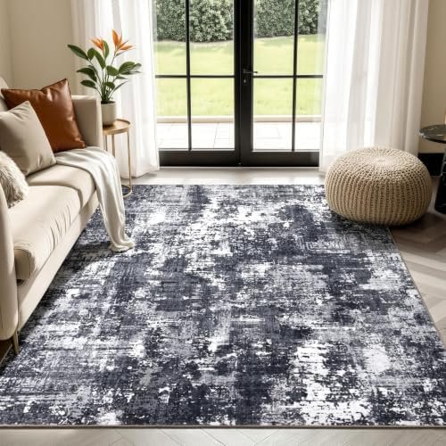 Alt Text for image 1: Sasttie 8x10 Washable Area Rug in a modern living room