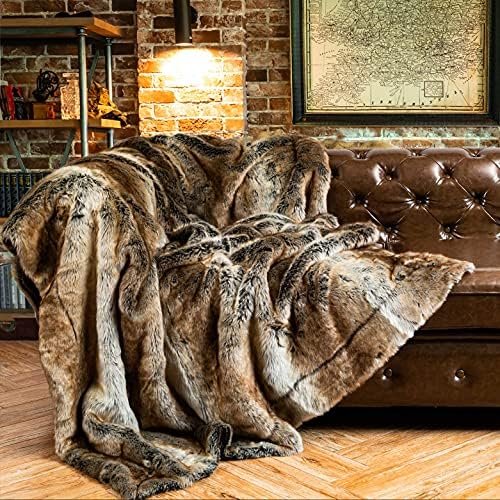Alt Text for image 1: BATTILO Large Brown Faux Fur Throw Blanket showcasing its luxurious texture